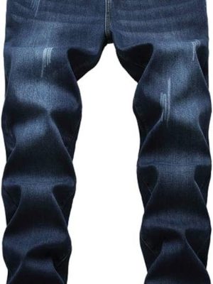 Men Warm  Lined Biker Jeans Stretch  Fleece Denim Pants