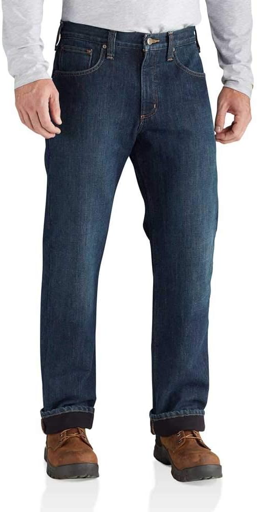 Men Relaxed Fit Flannel-Lined 5-Pocket