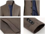 Men Trench Coat Long Wool Blend Overcoat  Down Topcoat