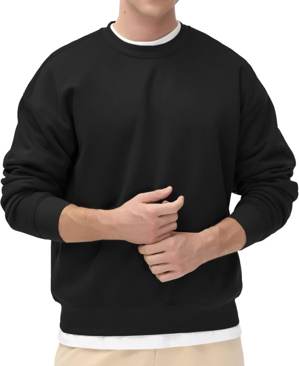 Men Fleece Crewneck Sweatshirt Thick Loose fit Soft Basic Pullover Sweatshirt