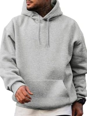 Mens Casual Cotton Hood Drawstring Hoodies Pullover Sweatshirts Casual Long Sleeve Shirts