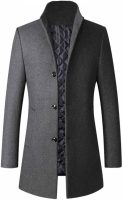 Men Trench Coat Wool Blend  Top Coat Single Breasted Business Overcoat