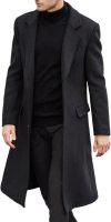 Men Casual Trench Coat   Long Jacket Overcoat Single Breasted Pea Coat