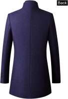 Men Trench Coat Wool Blend  Top Coat Single Breasted Business Overcoat