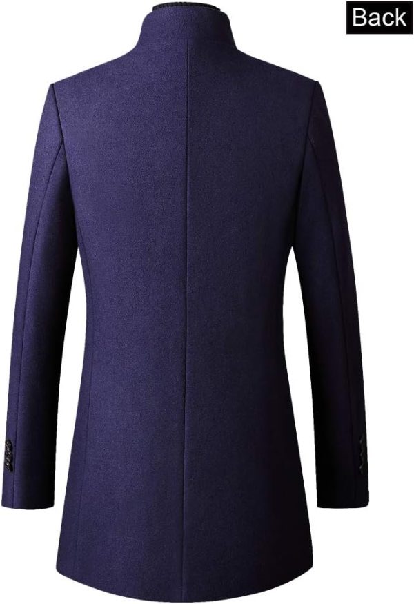 Men Trench Coat Wool Blend  Top Coat Single Breasted Business Overcoat