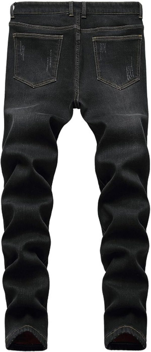 Men Thermal Fleece Lined Jeans Winter  Thicken Stretch Warm Denim Pants
