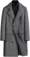 Men Wool Blend Long Trench Coat  Single Breasted Overcoat Warm Winter Pea Coat