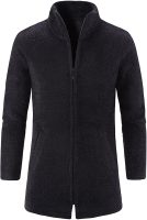 Men Fleece Coat Full Zip Up Fall Winter Stand Collar  Warm Soft Jacket Overcoat Casual Outwear, M-3XL