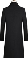 Men Winter Trench Coat Long Sleeve  Single Breasted Quilted Cotton Long Overcoat Jacket Wool Pea Coat
