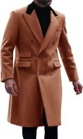 Men Trench Coat  Double Breasted Casual Pea Coat Winter Warm Long Overcoat