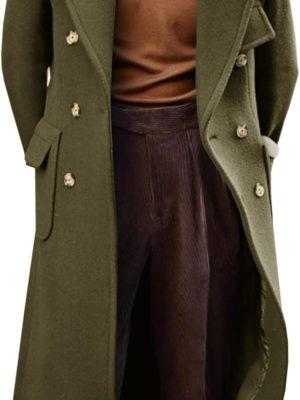 Men Trench Coat  Long Jacket Double Breasted Classic Winter Overcoat