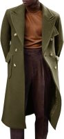 Men Trench Coat  Long Jacket Double Breasted Classic Winter Overcoat