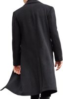 Men Casual Trench Coat   Long Jacket Overcoat Single Breasted Pea Coat