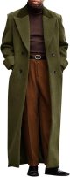 Men Full Length Trench Coat ed Lapel Long Jacket Double Breasted Classic Winter Overcoat