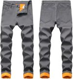 Fleece Lined Jeans Men,Winter Flannel Lined Jeans for Men Thermal Thicken Stretch Warm Denim Pants