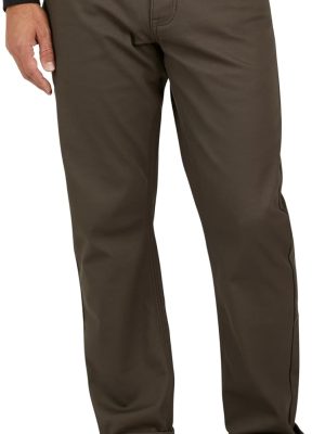 Vintage Fleece Lined Pants - Men Regular Fit Fleeced Lined Canvas Pants for Mens