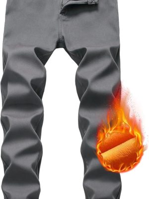 Fleece Lined Jeans Men,Winter Flannel Lined Jeans for Men Thermal Thicken Stretch Warm Denim Pants