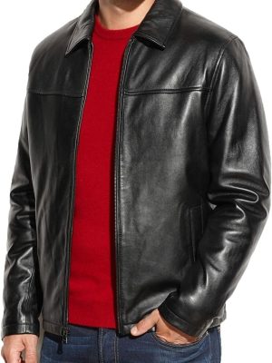 Men Classic  Style Leather Jacket - Black Lambskin Motorcycle Jacket