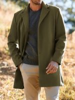 Men Trench Coat   Fall Winter Single Breasted Pea Coat Warm Soft Overcoat