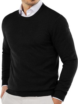 Men Crew Neck Sweater  Lightweight Sweatshirts Knitted Pullover for Casual Or Dressy Wear