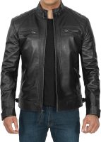 Real Leather Jacket Men - Motorcycle Black and Brown Leather Jacket