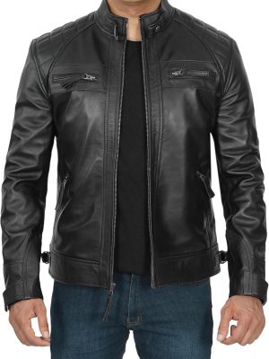 Real Leather Jacket Men - Motorcycle Black and Brown Leather Jacket