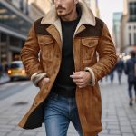 Men Winter Coats Vintage Suede Patchwork Lamb Fleece Long Jacket Trucker Warm Casual Coat Overesized Thick Trench Coat