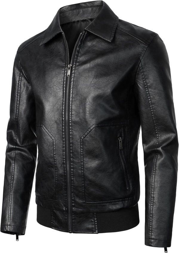 Mens Faux Leather Bomber Jacket Classic Style Motorcycle Jackets