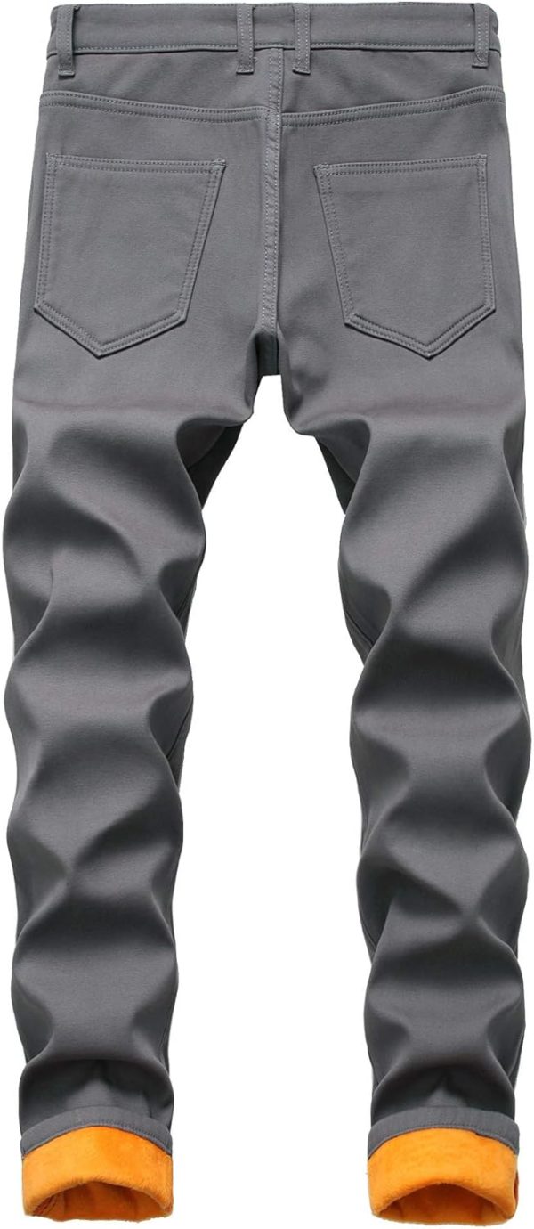Men Thermal Fleece Lined Jeans Winter  Thicken Stretch Warm Denim Pants
