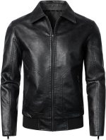 Mens Faux Leather Bomber Jacket Classic Style Motorcycle Jackets