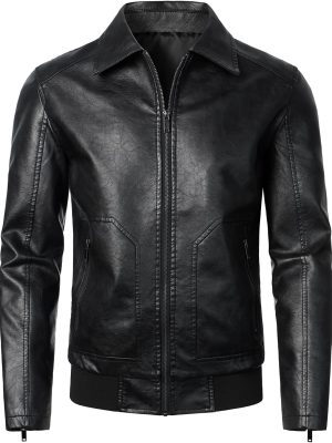 Mens Faux Leather Bomber Jacket Classic Style Motorcycle Jackets