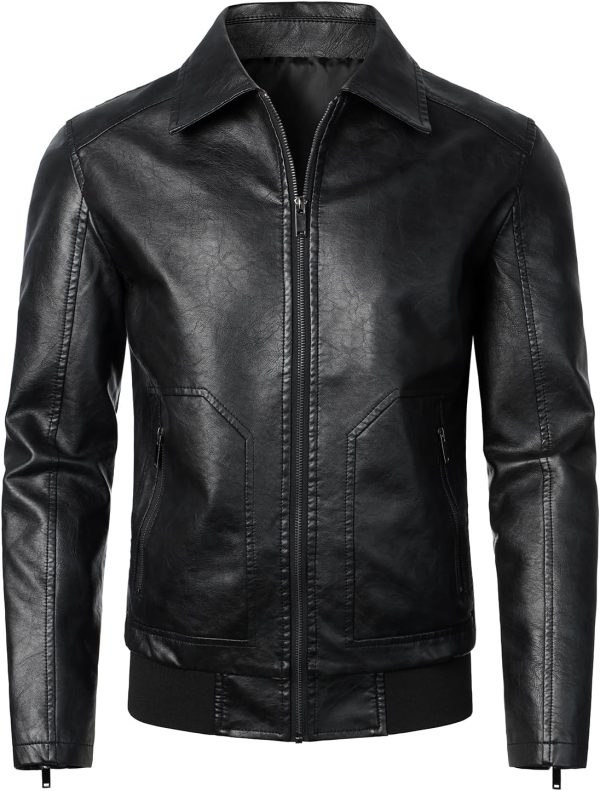 Mens Faux Leather Bomber Jacket Classic Style Motorcycle Jackets