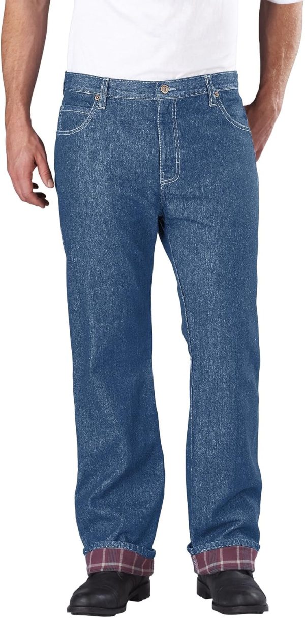 men Relaxed Fit Flannel Lined Jean