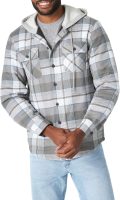Men Long Sleeve Quilted Lined Flannel Shirt Jacket with Hood