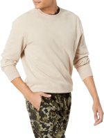 Men Long-Sleeve Lightweight Fleece French Terry Crewneck Sweatshirt