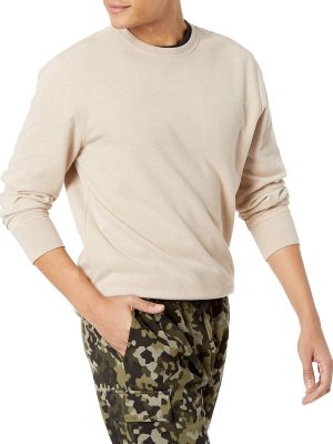 Men Long-Sleeve Lightweight Fleece French Terry Crewneck Sweatshirt