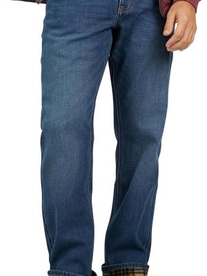 Vintage Fleece Lined Mens Jeans - Regular Fit Mens Fleece Lined Jeans - Men Insulated Flannel Jeans Pants