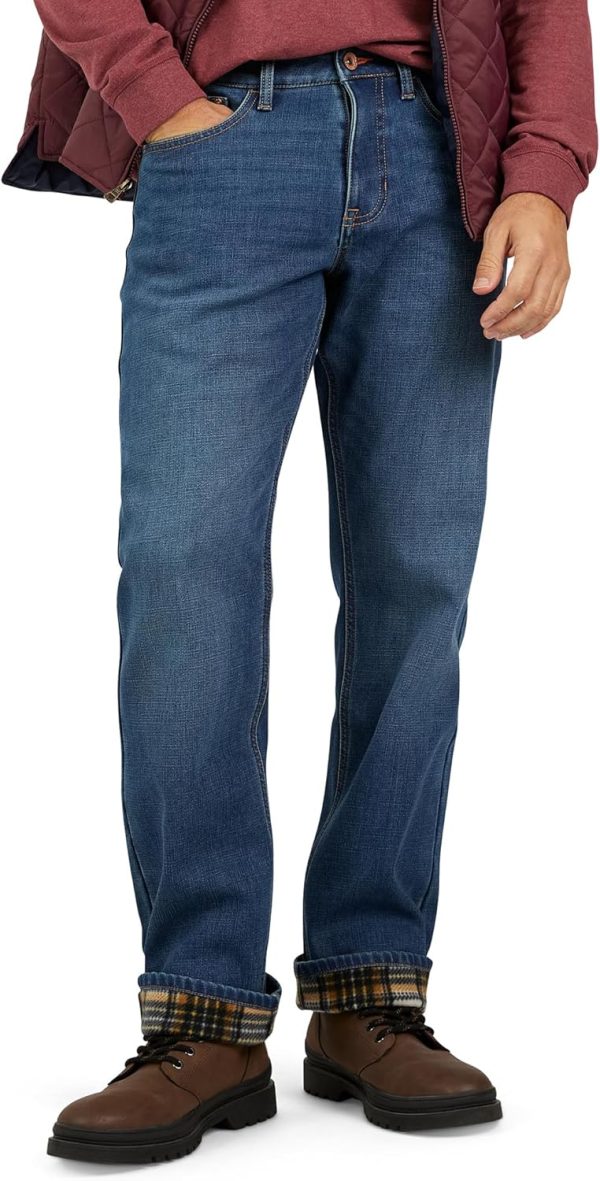 Vintage Fleece Lined Mens Jeans - Regular Fit Mens Fleece Lined Jeans - Men Insulated Flannel Jeans Pants