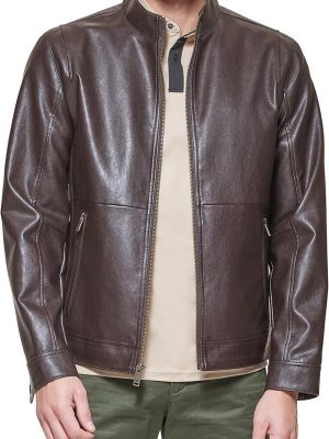 Men  Faux Leather Racer Jacket