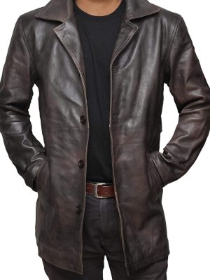 Brown Leather Jacket Men - Natural Distressed Leather Jackets for Men