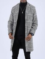 Men Wool Blend Pea Coat  Single Breasted Overcoat Warm Winter Trench Coat