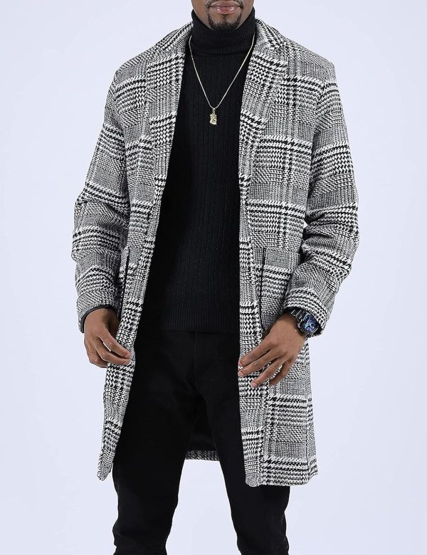 Men Wool Blend Pea Coat  Single Breasted Overcoat Warm Winter Trench Coat