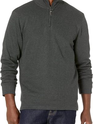 Men Quarter-Zip French Rib Sweater, Casual Wear