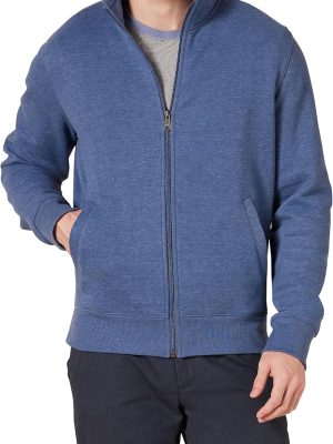 Men Sweatshirt, Mock Neck, Fleece Zip Up